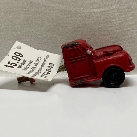 Vintage Drawer Pull Polyresin Red Truck Handle Cabinet Door Dresser Knob NWT - Picture 9 of 10